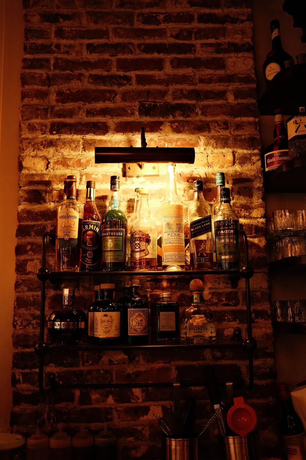 The bar's bottle shelf